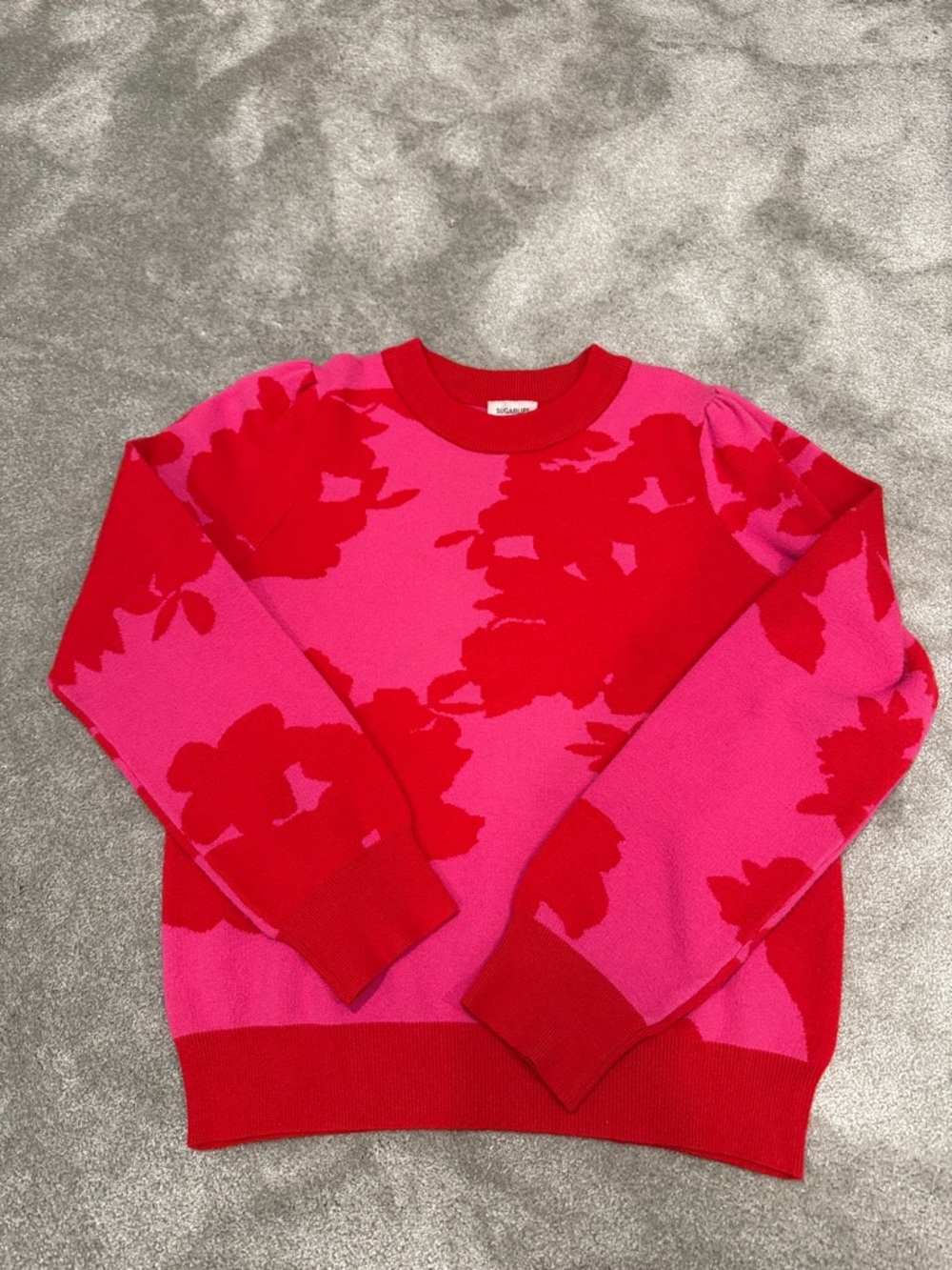 Sugarlips Red and Pink Colorblock Knit Top
